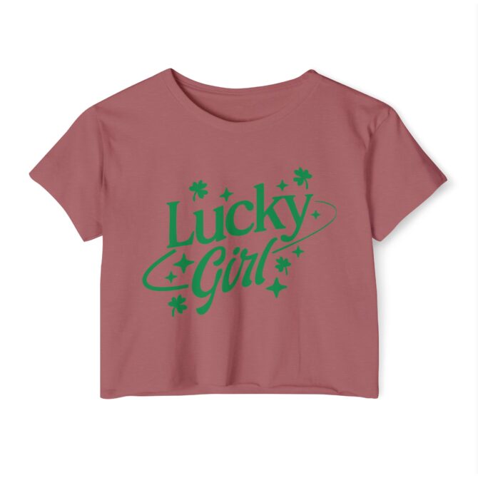 Lucky Girl Star&Clover St Patricks Y2K Baby Tee - Image 6