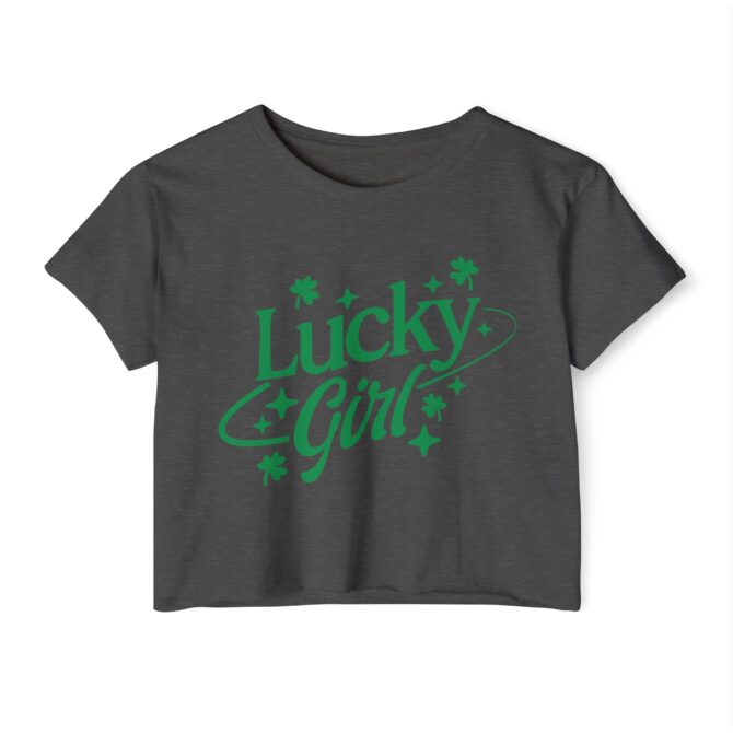 Lucky Girl Star&Clover St Patricks Y2K Baby Tee - Image 7