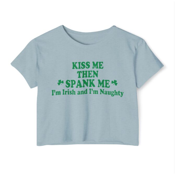 Kiss Me Then Spank Me St Patricks Y2K Baby Tee - Image 5