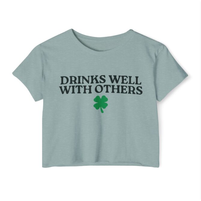 Drinks Well With Others St Patricks Y2K Baby Tee - Image 3