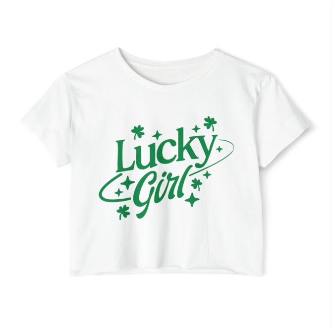 Lucky Girl Star&Clover St Patricks Y2K Baby Tee - Image 2