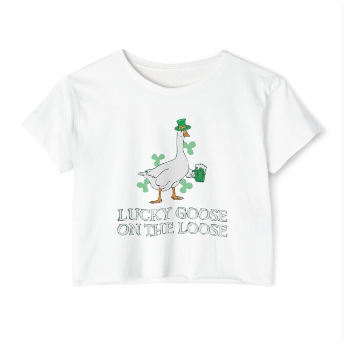 Lucky Goose On The Loose St Patricks Y2K Baby Tee - Image 2