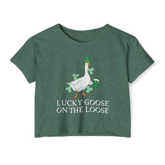 Lucky Goose On The Loose St Patricks Y2K Baby Tee - Image 3