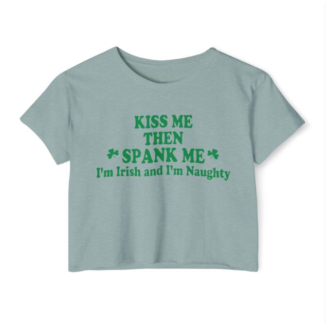 Kiss Me Then Spank Me St Patricks Y2K Baby Tee - Image 3