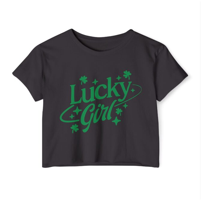 Lucky Girl Star&Clover St Patricks Y2K Baby Tee - Image 4