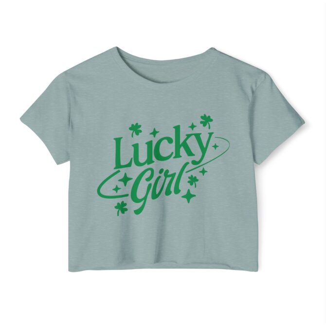 Lucky Girl Star&Clover St Patricks Y2K Baby Tee - Image 3