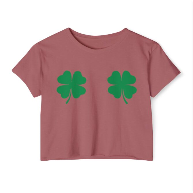 Four Leaf Clover St Patricks Y2K Baby Tee - Image 5